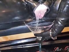 Slut-Orgasma Celeste enjoys a cigarette and a piss drink