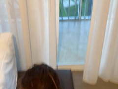 Hot wife doggy in front of hotel window!